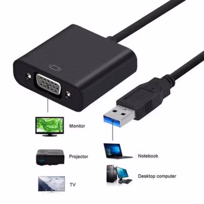 Adaptor Display USB 3.0 ke VGA - HU93A - Black