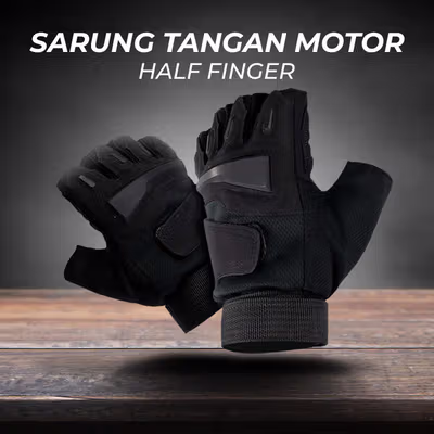 BATTLE WOLF Sarung Tangan Motor Tactical Half Finger L - PC016 - Black