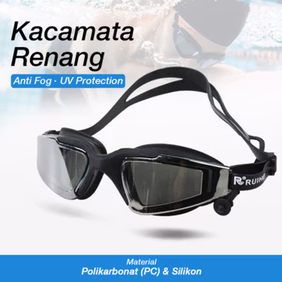 RUIHE Kacamata Renang Anti Fog UV Protection - RH5310 - Black