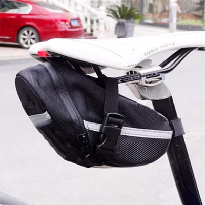 B-SOUL Tas Sepeda Saddle Bike Bag Oxford 600D Waterproof Reflektif - Black