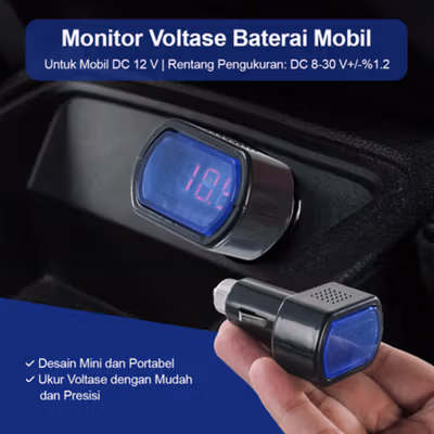 VODOOL Monitor Voltase Baterai Mobil 12V - QY836 - Black