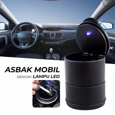 Noctilucent ABS Car Ashtray with LED Light Model A - 4S - Black