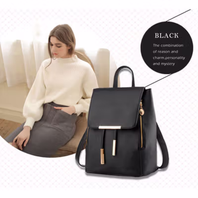 Tas Kulit Ransel Wanita Japan Style - KZ4 - Black