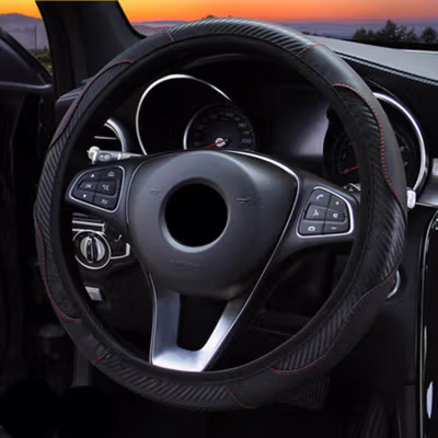 OTOHEROES Cover Setir Mobil Bahan Kulit Steering Wheel Cover - RZ502 - Black