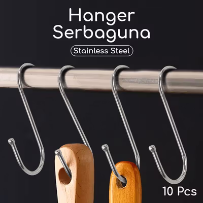 Hanger Gantungan Serbaguna Stainless Steel 10 PCS - M127105 - Silver