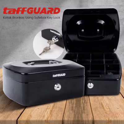 TaffGUARD Kotak Brankas Uang Perhiasan Cash Safebox Key Lock 20x16x9cm - JJZS66 - Black