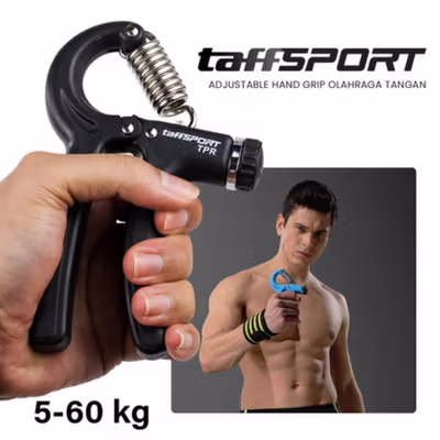 TaffSPORT Adjustable Hand Grip Olahraga Tangan 5-60kg - TPR - Black