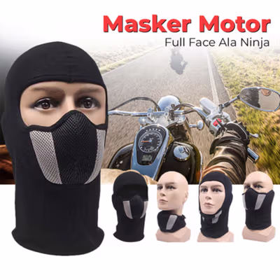 Herobiker Masker Motor Full Face Ala Ninja - HR45 - Black/Gray