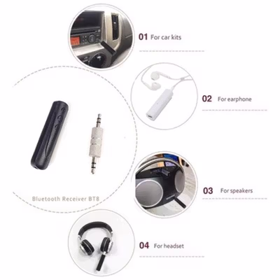 Vecosry AUX 3.5mm Bluetooth Audio Receiver - BT8 - Black
