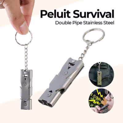 BAKMK Peluit Survival Double Pipe Stainless Steel - BLW24 - Gray
