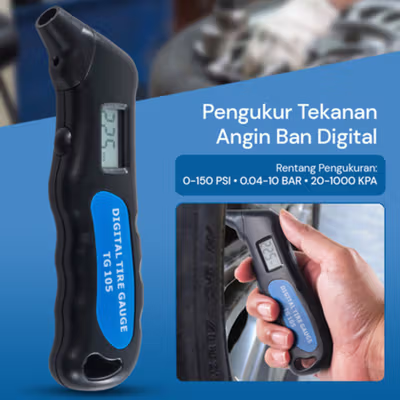 TEHAOGJ Pengukur Tekanan Angin Ban Mobil Digital Tire Pressure Gauge - TG105 - Black