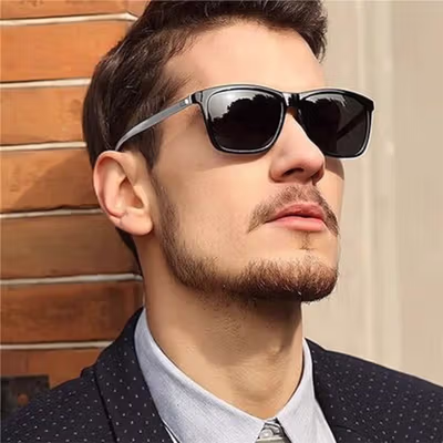 DJXFZLO Kacamata Frame Classic Retro Polarized Sunglasses UV400 - C1 - Black
