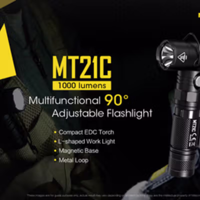 NITECORE Senter LED CREE XP-L HD V6 Waterproof IPX8 1000 Lumens - MT21C - Black