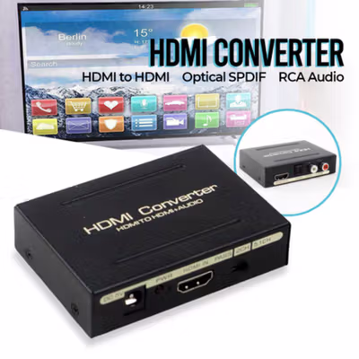 Audio Splitter 3 in 1 HDMI to HDMI Optical SPDIF RCA Converter HDTV - AY60 - Black