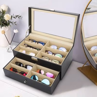 JOCESTYLE Kotak Display Kacamata Eyeglasses Sunglasses Box 12 Slot - SWK78 - Black