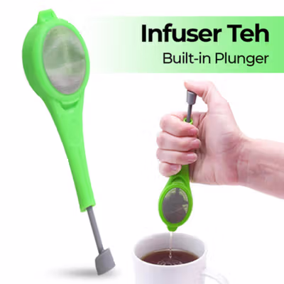Filter Saringan Infuser Teh Built-in Plunger - 16066 - Green