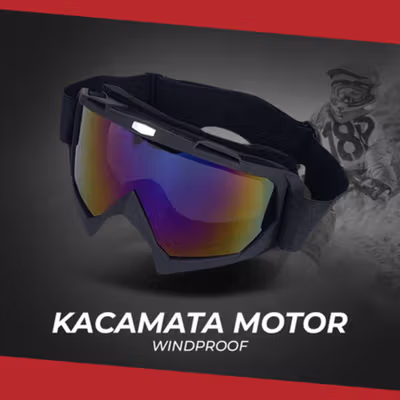 Kacamata Helm Motor Goggles Motocross ATV Windproof - H013 - Black