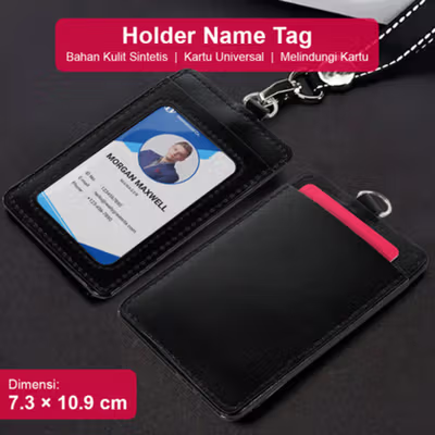 Kantung Badge Holder Name Tag Kartu ID Debit Credit Card - 610 - Black