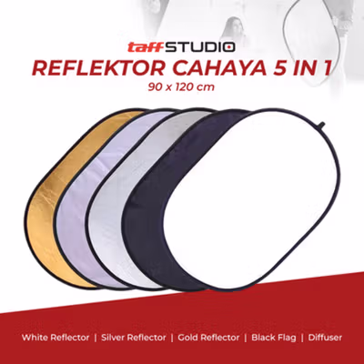TaffSTUDIO Reflektor Cahaya Fotografi Studio 5in1 Diffuser 90x120cm - BDL-05 - Black