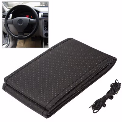 KARLOR Cover Setir Mobil Kulit DIY dengan Alat Jahit - RZLX501 - Black
