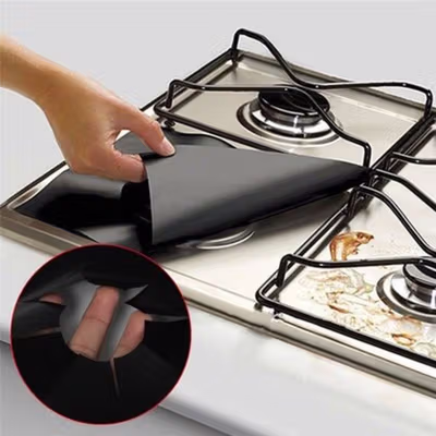 Alas Cover Kompor Reusable Stovetop Burner Protector 27x27cm 4 PCS - CM-KW0288 - Black