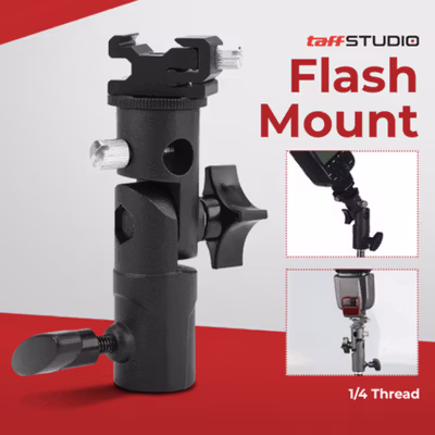 TaffSTUDIO Hot Shoe Swivel Lampu Flash Kamera for Tripod Light Stand - QM3625 - Black