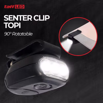 TaffLED Senter Clip Topi 90 Degree Rotatable 3 LED COB - 3325 - Black