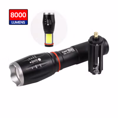 TaffLED Senter LED Cree XM-L T6 Magnetic Waterproof IPX6 8000 Lumens - E17 COB - Black