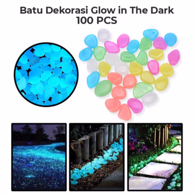 Imos Batu Hias Dekorasi Glow in The Dark Garden Stone 100 PCS - HC0043 - Multi-Color