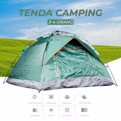 AstaGear Tenda Camping Lipat Otomatis 3-4 Orang Single Layer - SH-014 - Green