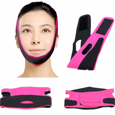 MAANGE Sabuk Penirus Wajah Face Lift Anti Wrinkle Belt - TZ18 - Black/Pink