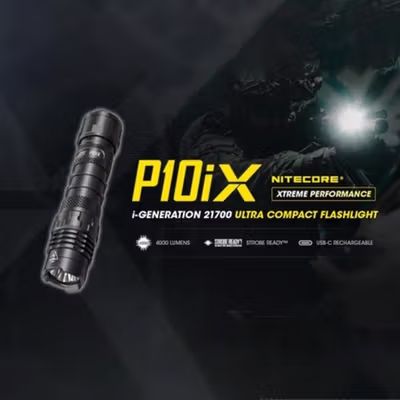 NITECORE Senter LED CREE XP-L2 V6 Waterproof IP68 4000 Lumens - P10iX - Black