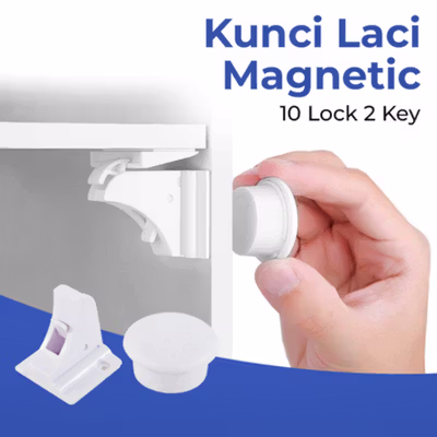 KOOLBOY Kunci Laci Lemari Magnetic 10 Lock 2 Key - LK-002-KB - White