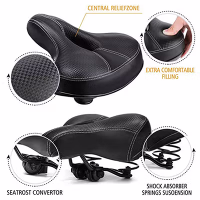 UpperX Jok Sadel Sepeda Bike Saddle Wide Seat Soft Cushion Universal - ZF50 - Black