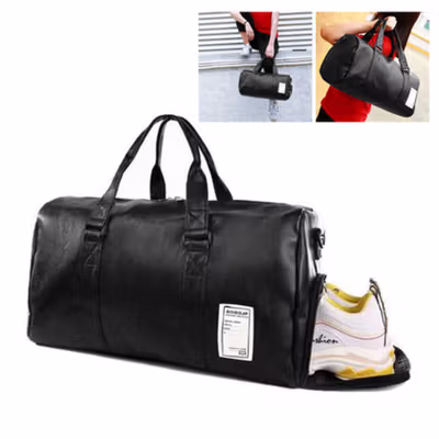 TaffGO Tas Barrel Duffle Gym Fashion Travel Bag - C20 - Black