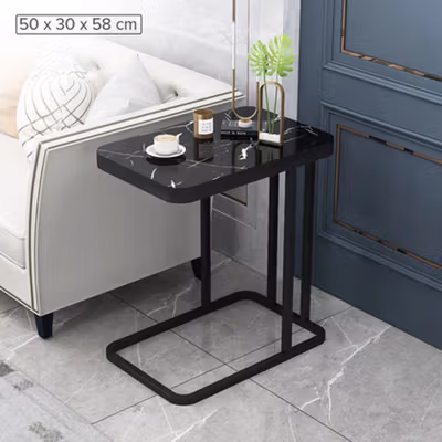 Geja Meja Sofa Side Table European Style Single Layer - H81 - Black