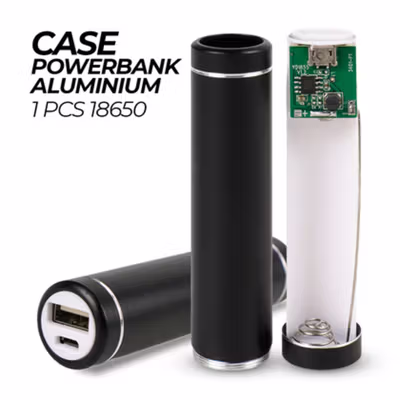 BruceBing Power Bank DIY Case USB Port 1 PCS 18650 Flat Top - M3 - Black
