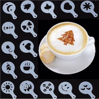 One Two Cups Cetakan Busa Foam Kopi Latte Art 16 PCS - JJYE01 - White
