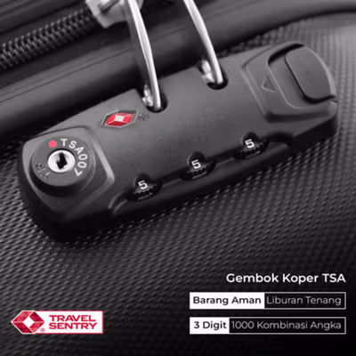Travel-O Gembok TSA Kunci Kombinasi Ritsleting Koper 3 Digit - TSA-425 - Black