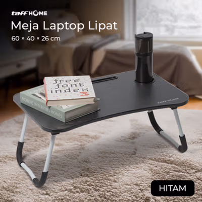 TaffHOME Stand Meja Laptop Lipat Foldable Notebook Desk Table - BC60 - Black