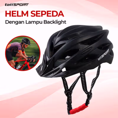 TaffSPORT Helm Sepeda EPS PVC Shell dengan Lampu Backlight - X25 - Black