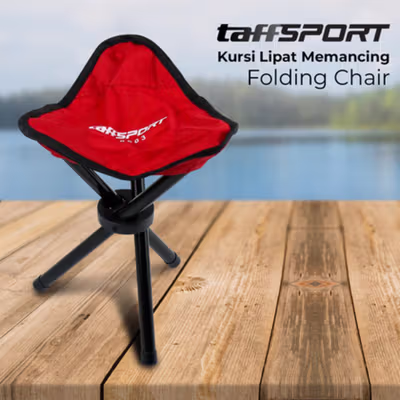 TaffSPORT Kursi Lipat Memancing Folding Legged Beach Stool Chair - A0003 - Red