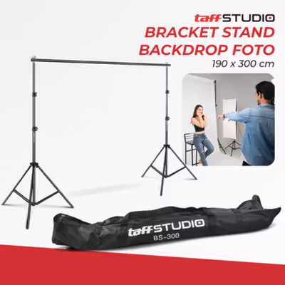TaffSTUDIO Bracket Stand Backdrop Foto Studio 190x300cm - BS-300 - Black
