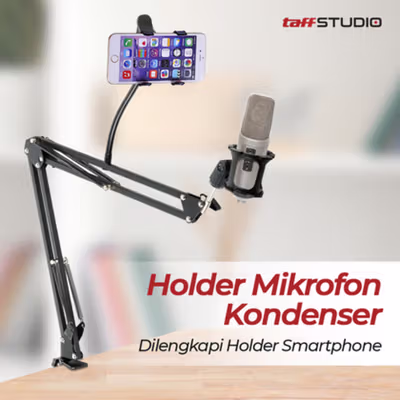 TaffSTUDIO Microphone Suspension Boom Scissor Arm with Lazypod - D6 - Black