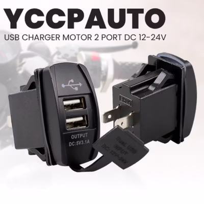 YCCPAUTO USB Charger Motor Mobil 2 Port DC 12-24V 3.1A - CJ-L040 - Black