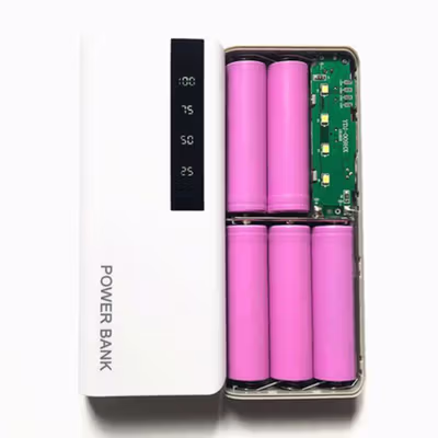 Rovtop Power Bank DIY Case Flashlight Dual USB Port 5 PCS 18650 - PB-01 - White