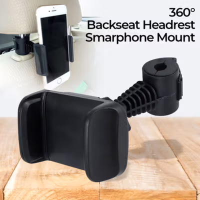 GEGDFG 360 Degree Backseat Headrest Smarphone Mount Car Holder - GP97 - Black