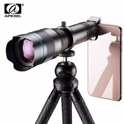 APEXEL Lensa Smartphone Telephoto Lens 60X Tripod Remote - APL-JS60XJJ09 - Black