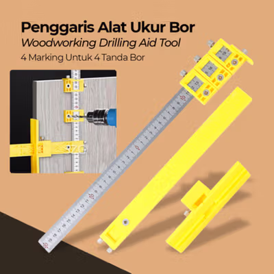 Alloet Penggaris Alat Ukur Bor Woodworking Drilling Aid Tool - M138 - Yellow