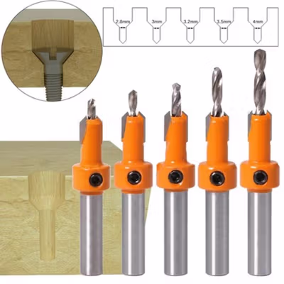 Taffware Mata Bor Kayu Pelubang Drat Baut Countersink HSS 8mm 5 PCS - JGZ5 - Silver